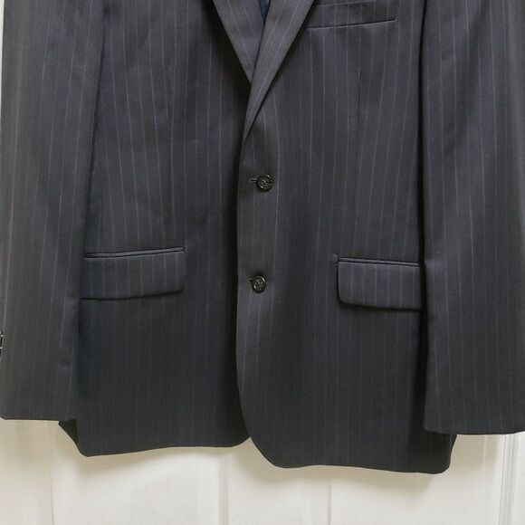 Jos. A. Bank 44L Gray Blue Stripe Wool Silk Blend 2 Button Vented Classic Career - Picture 11 of 15